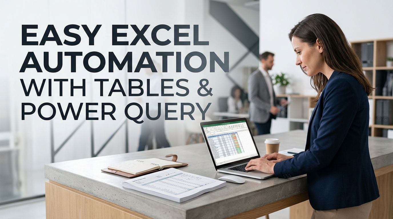 Easy Excel Automation with Tables & Power Query — course hero graphic